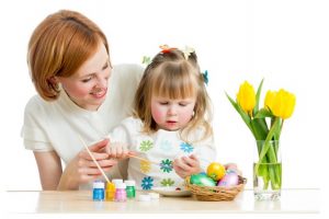 Group of kids or children paint with brush or fingers